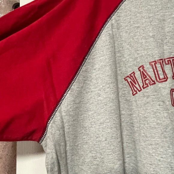 Men’s Náutica Long Sleeve Shirt Red/Grey/ with Black Stitching Size 2Xl - Picture 4 of 4